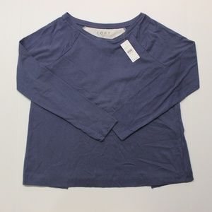 Loft Split Back Mixed Media Sweatshirt - Blue - S
